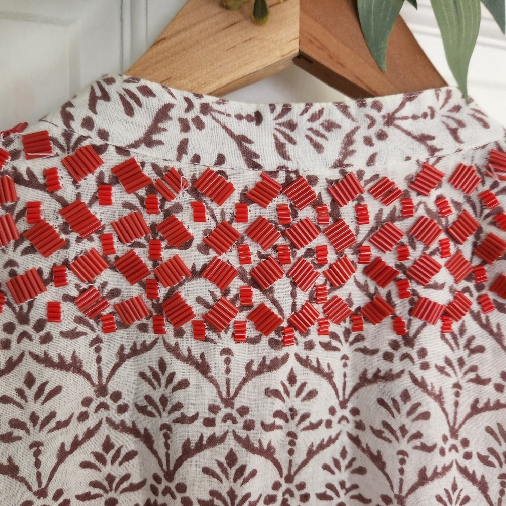 Figue Brown Leaf Beaded Tunic - Picture 4 of 6